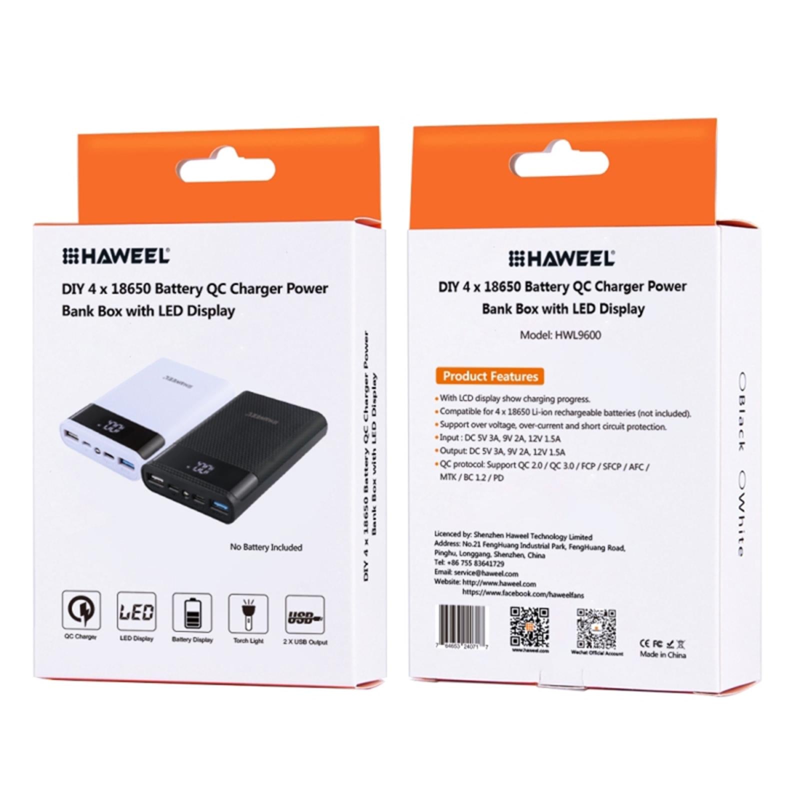 18650 DIY Power Bank Dual USB Fast Charging Portable for USB Devices Black