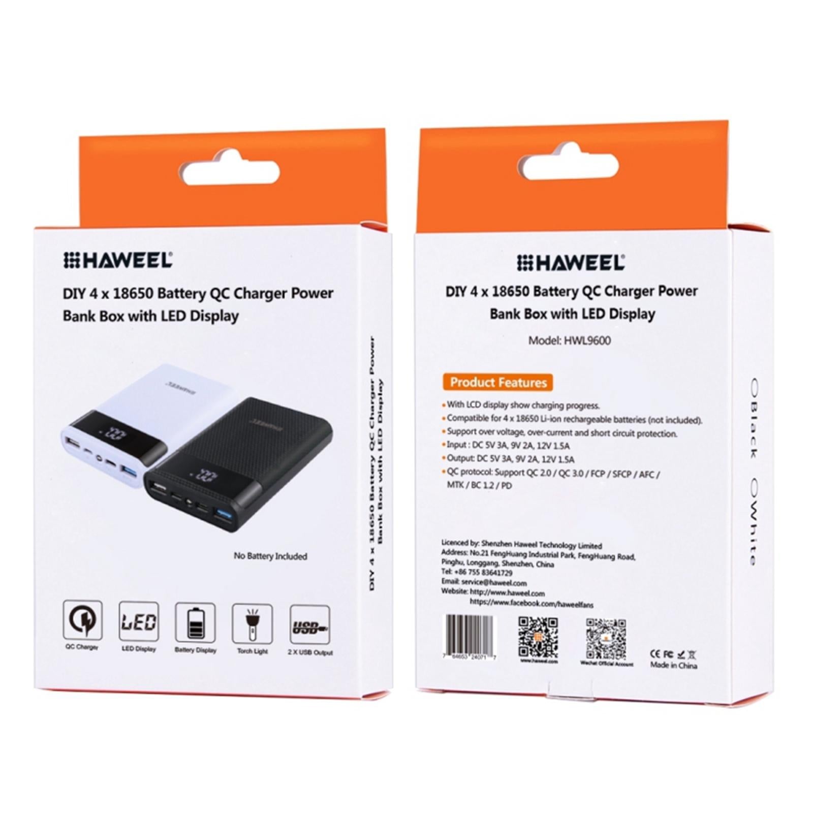 18650 DIY Power Bank Dual USB Fast Charging Portable for USB Devices White