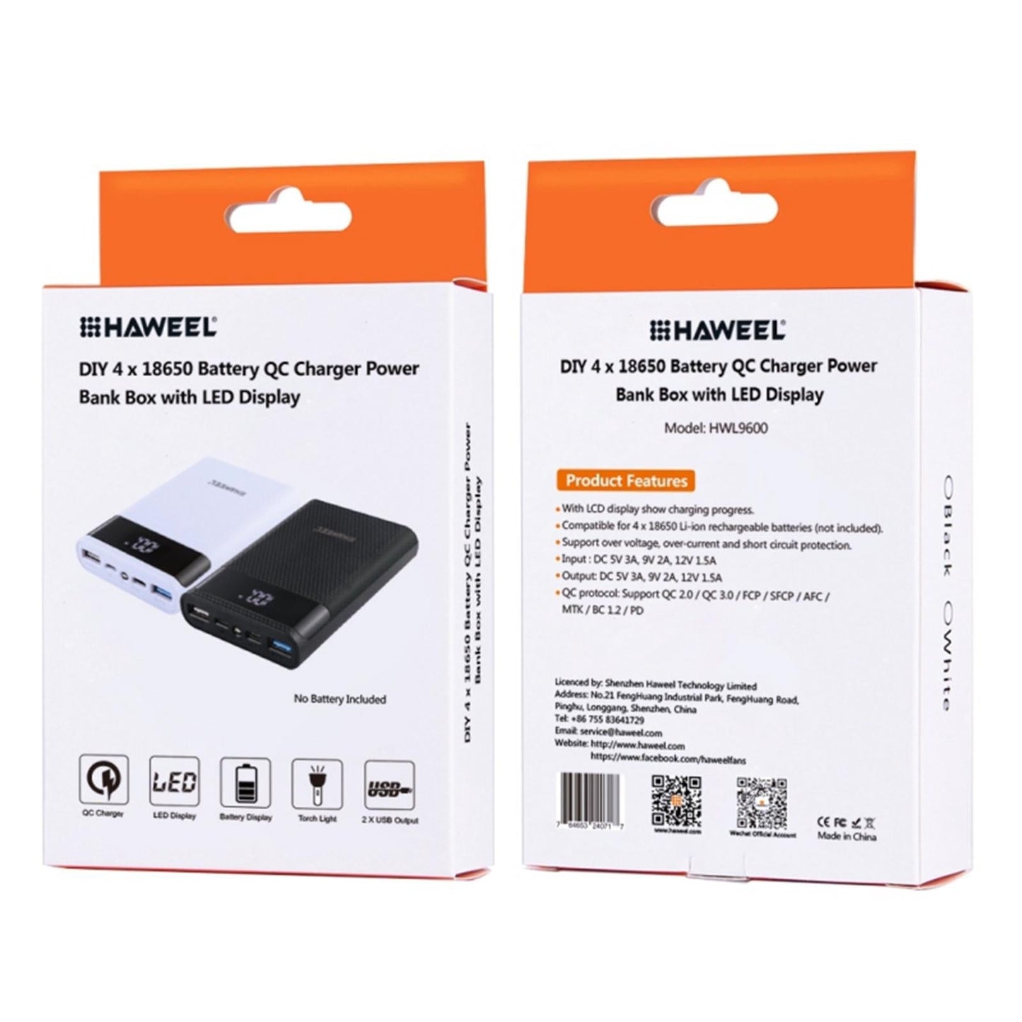 18650 DIY Power Bank Dual USB Fast Charging Portable for USB Devices White