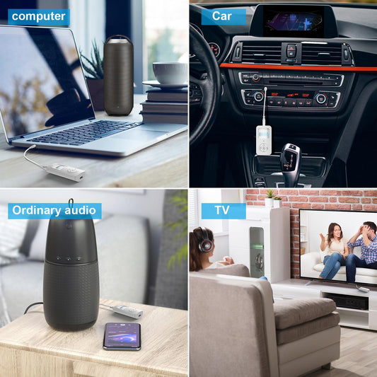 Portable Wireless Bluetooth Audio Transmitter Receiver 3.5MM 2 in1 Adapter