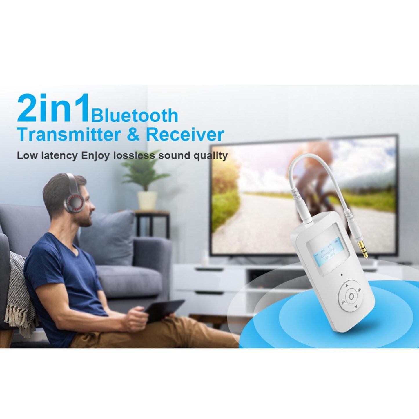 Portable Wireless Bluetooth Audio Transmitter Receiver 3.5MM 2 in1 Adapter