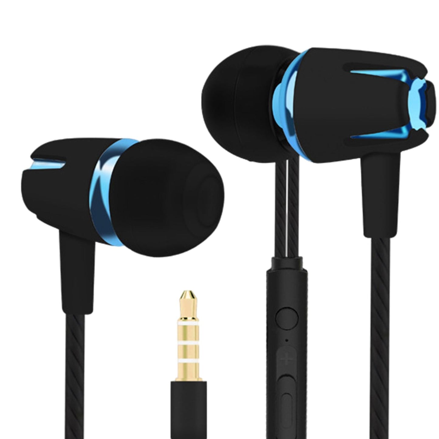 3.5mm Wired Headphones Earbud Headset In-Ear Earphone  Black Blue  Upgrade