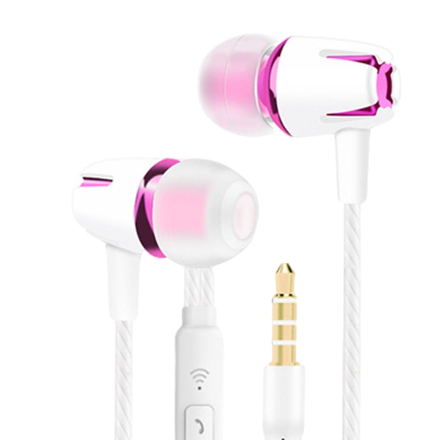 3.5mm Wired Headphones Earbud Headset In-Ear Earphone  Rose Red Normal