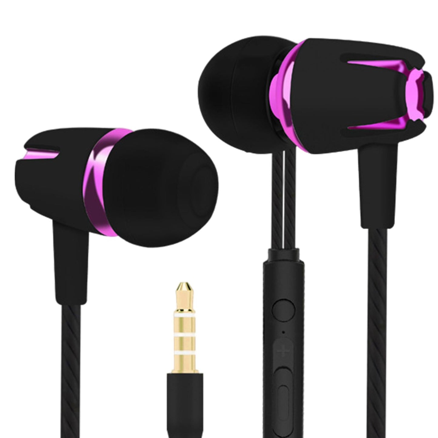 3.5mm Wired Headphones Earbud Headset In-Ear Earphone  Black Pink Upgrade