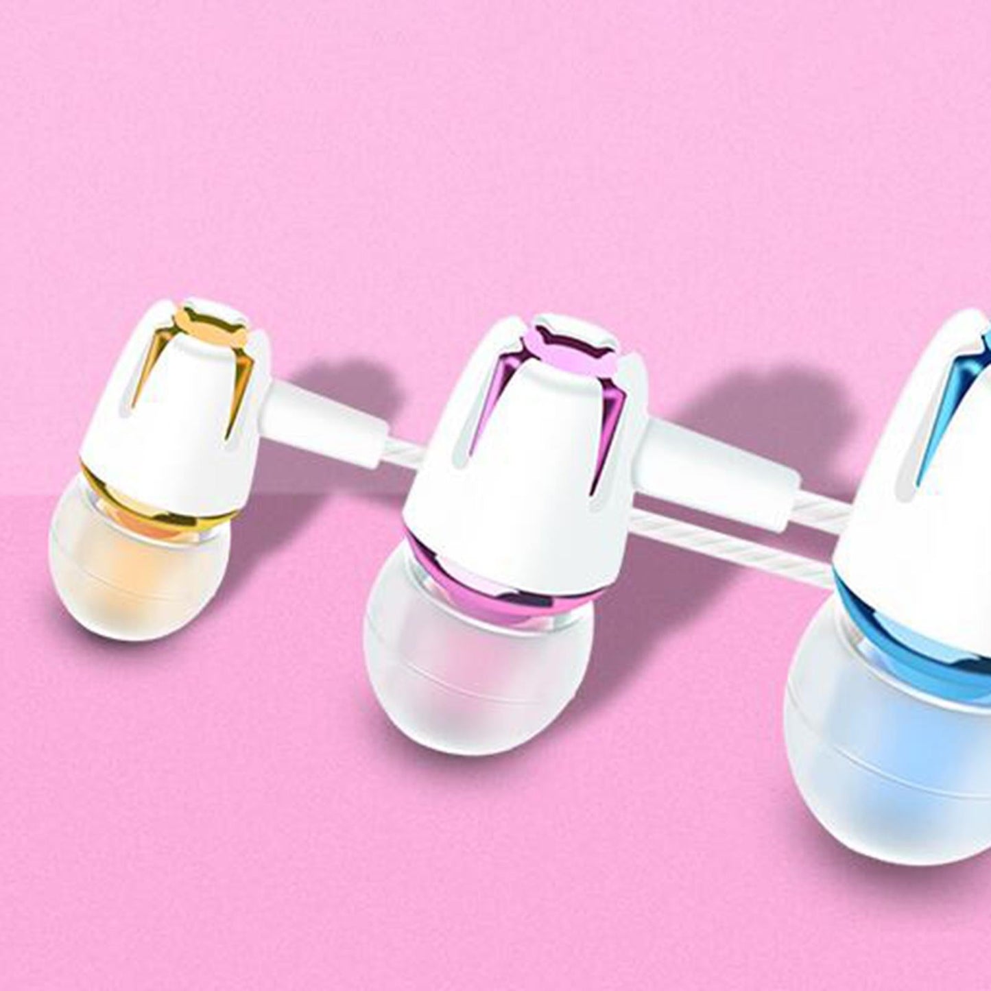 3.5mm Wired Headphones Earbud Headset In-Ear Earphone  Rose Red Upgrade