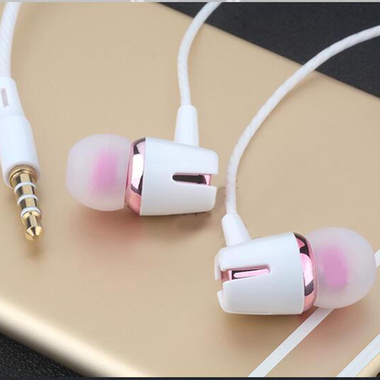 3.5mm Wired Headphones Earbud Headset In-Ear Earphone  Rose Red Upgrade