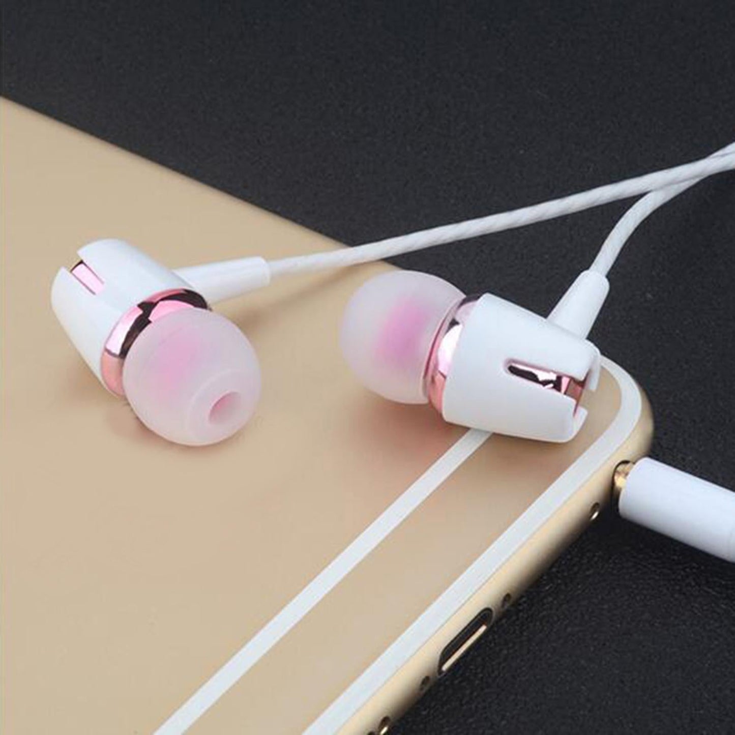 3.5mm Wired Headphones Earbud Headset In-Ear Earphone  Rose Red Upgrade
