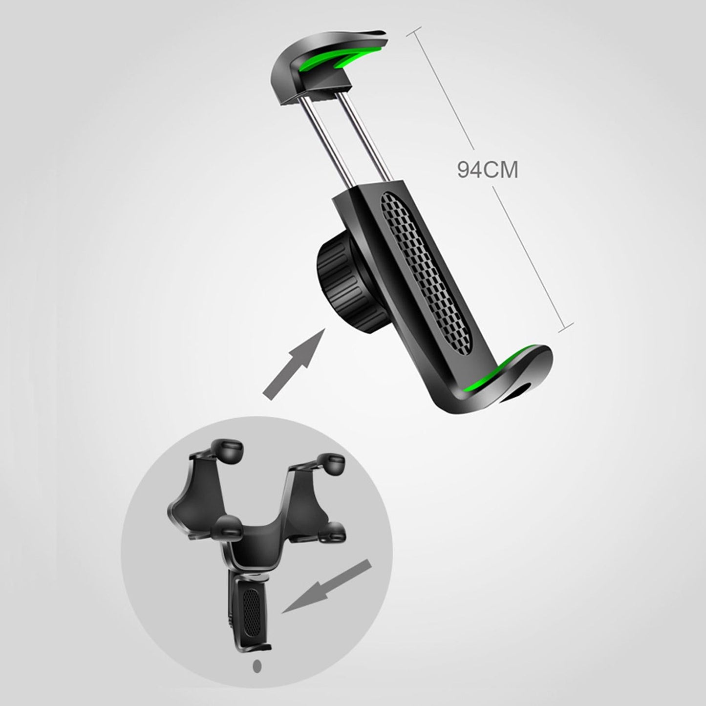 Rearview Mirror Car Phone Mount Grip Clip 360 Rotation Widely Use Stable