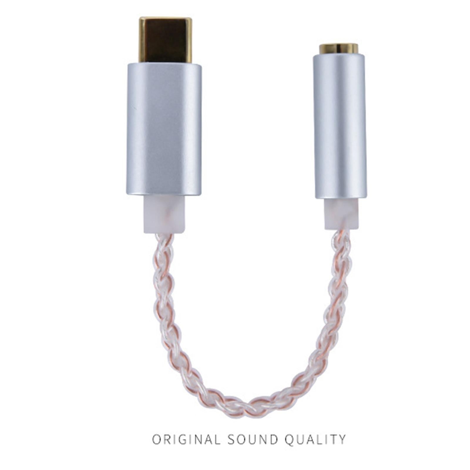 USB C to 3.5mm Audio Adapter Headphone Jack Cable Adapter for Phones Silver