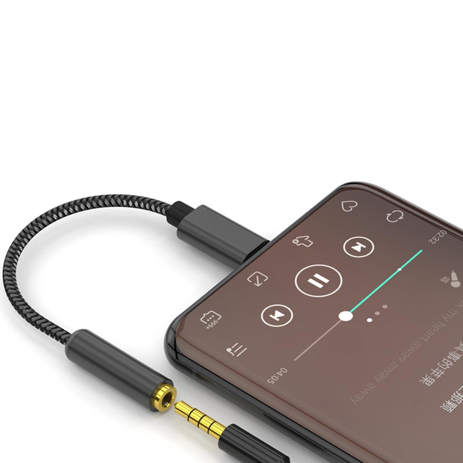 Type C to 3.5mm Audio Adapter Headphone Jack Connector for Cellphones Black
