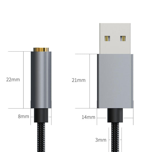 USB to 3.5mm Jack Audio Adapter Built-In Chip 2 in 1 for PS4 Laptop Speaker