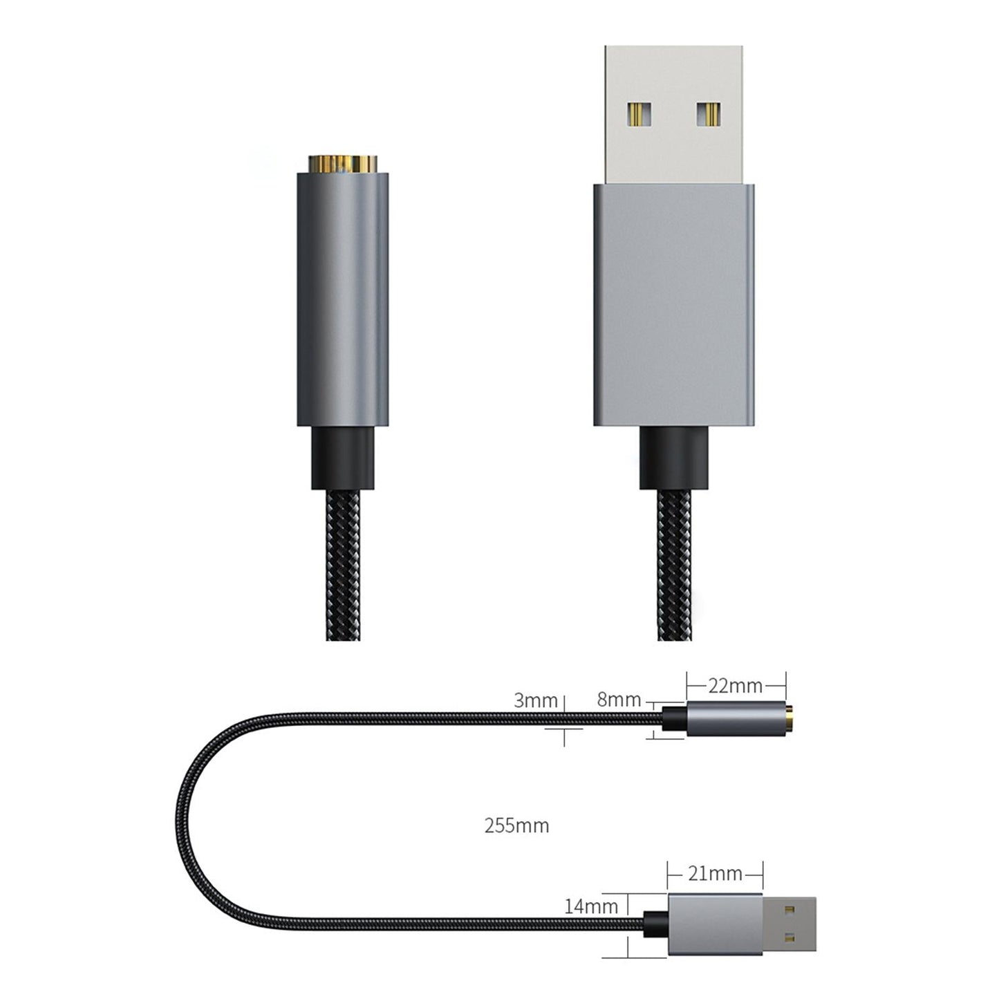 USB to 3.5mm Jack Audio Adapter Built-In Chip 2 in 1 for PS4 Laptop Speaker