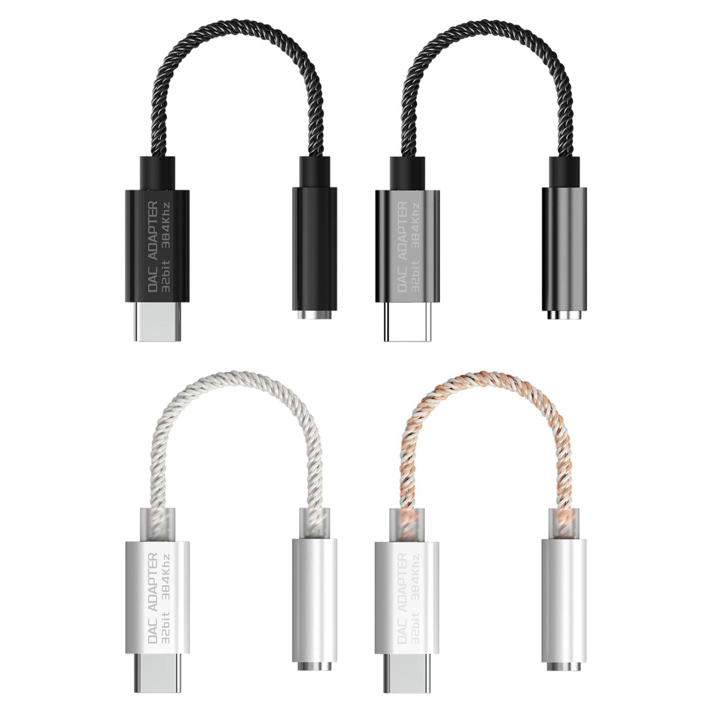 USB C to 3.5mm Audio Adapter DAC Chip Hi-Fi TPE for More Type C Devices Black Shell