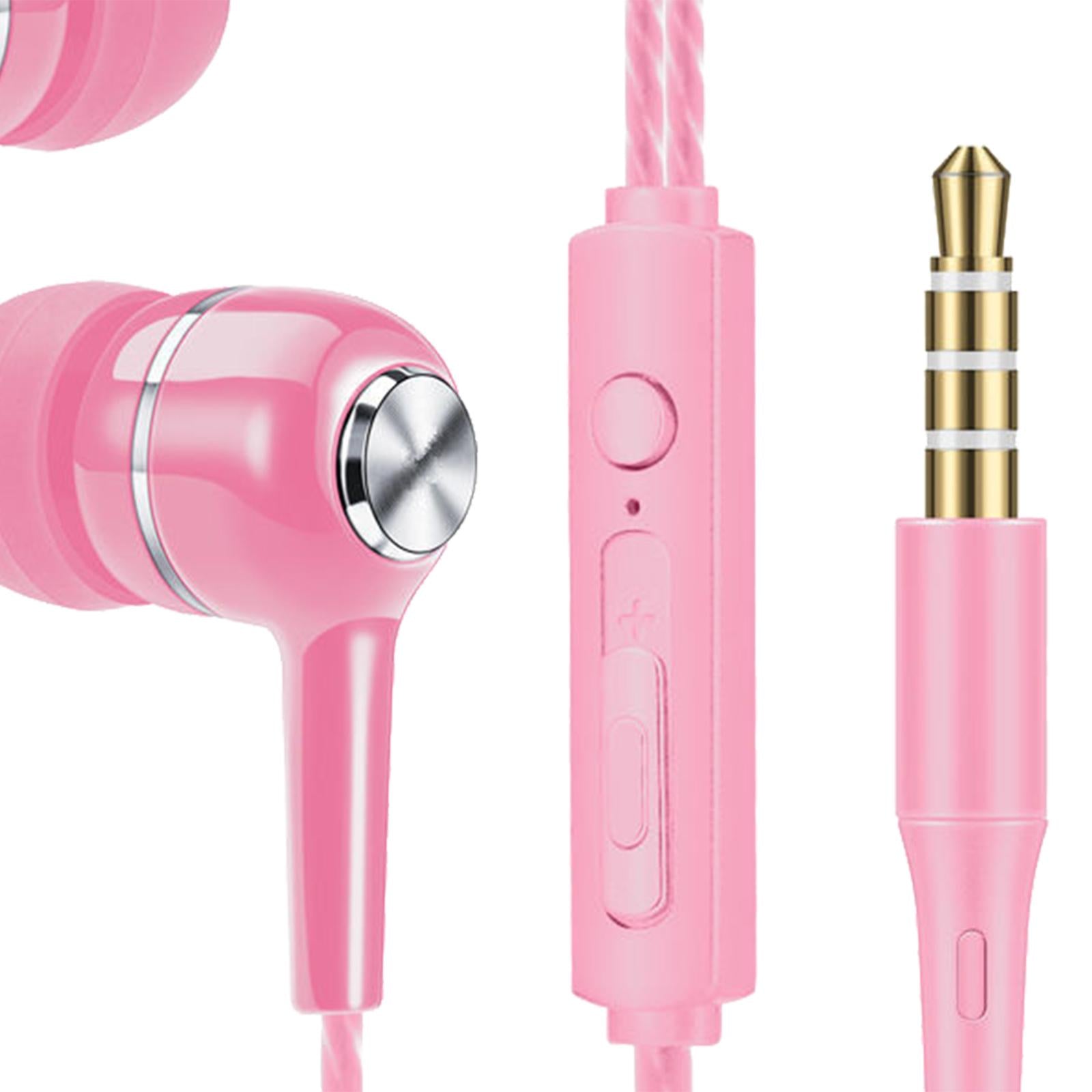 Wired Earphone in Ear Built in Mic Noise Cancellation for Music Adult pink