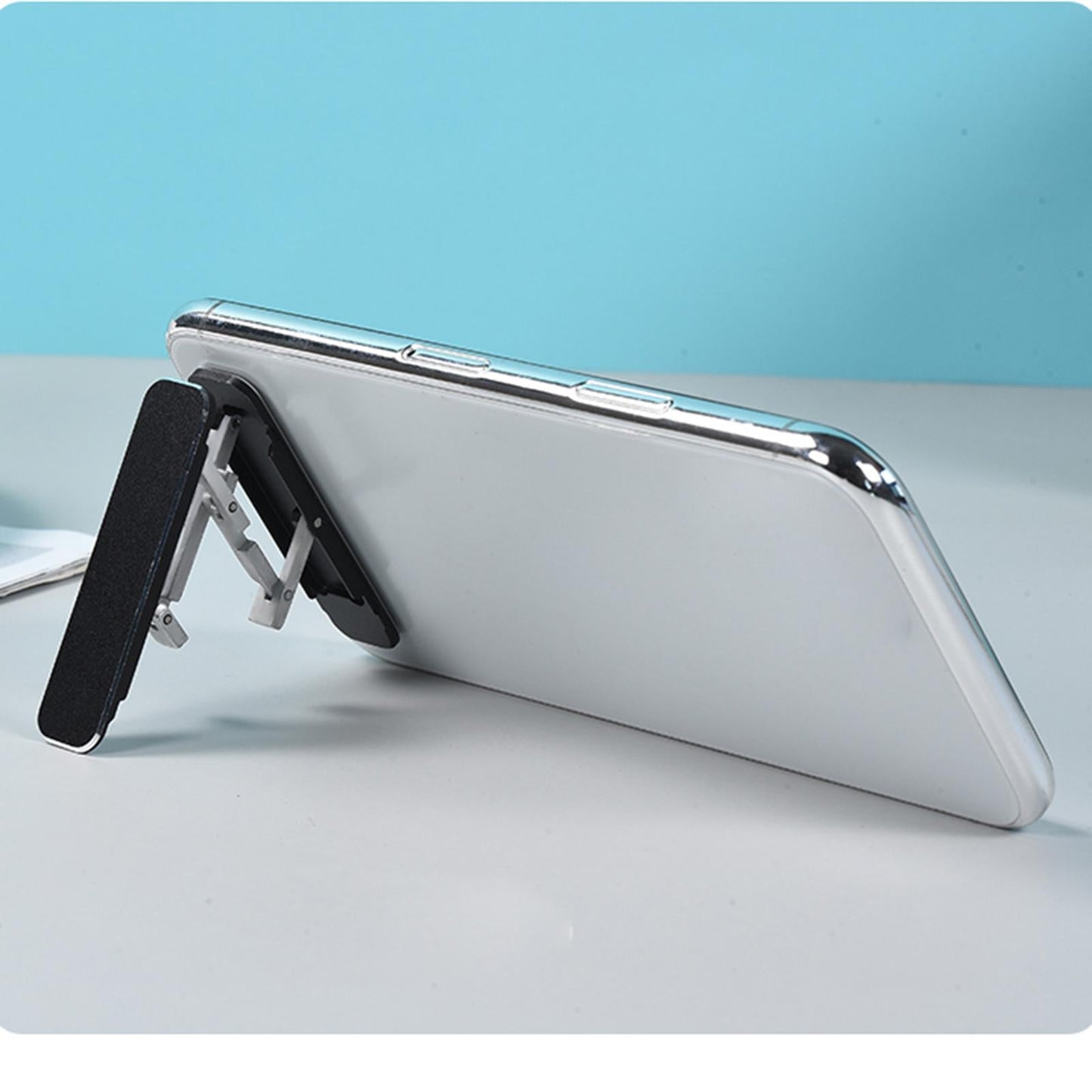 Foldable Cells Phone Stands Holder Desk Holder Hands-Free Aluminium Stick-On Gray