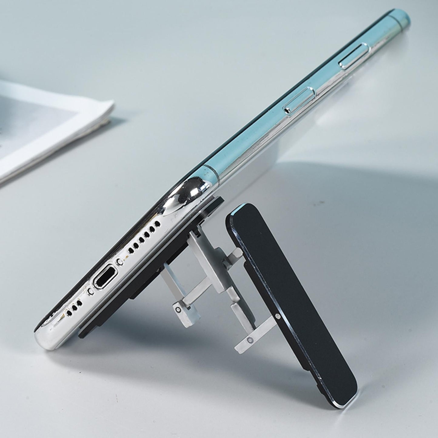 Foldable Cells Phone Stands Holder Desk Holder Hands-Free Aluminium Stick-On Green