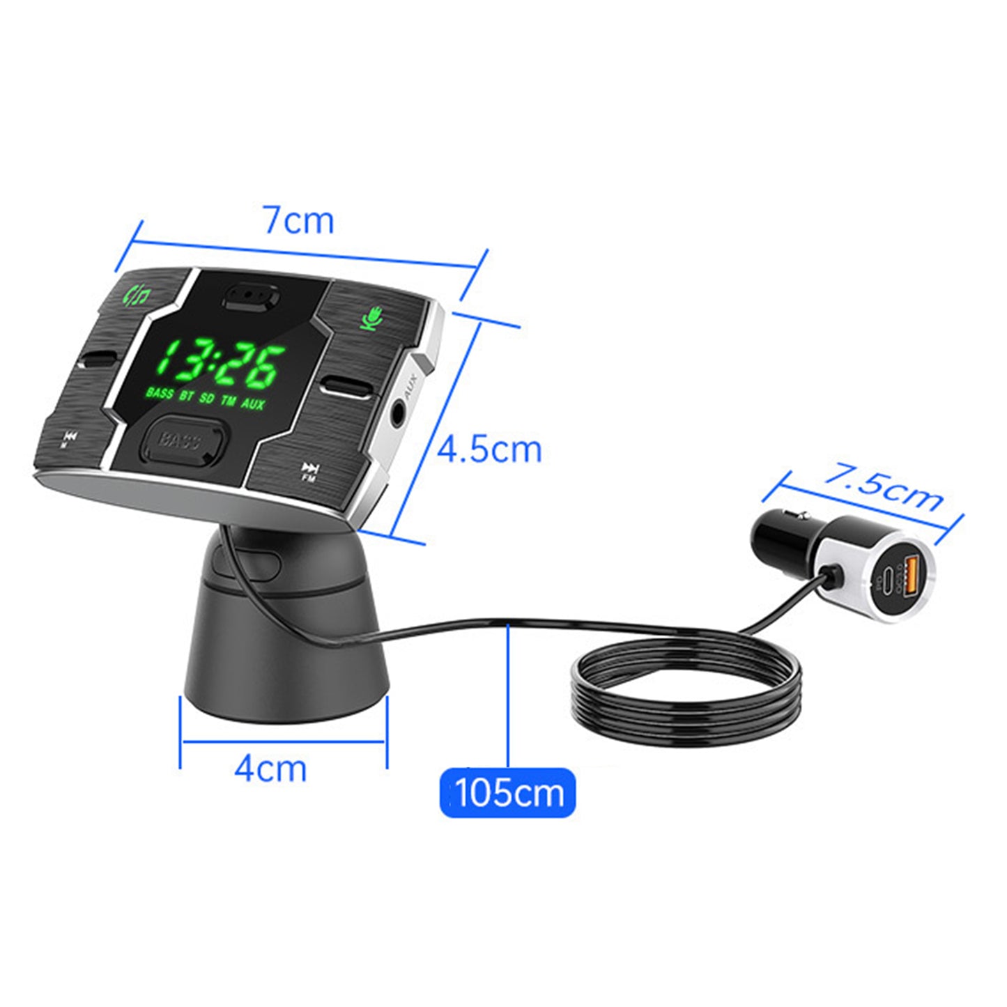 BC75 Bluetooth FM Transmitter Auto MP3 Calling Music Player