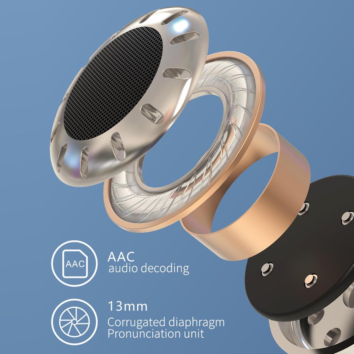 Earphones EarbudsTouch Control Breathing Light HiFi Sound Low-Latency  White