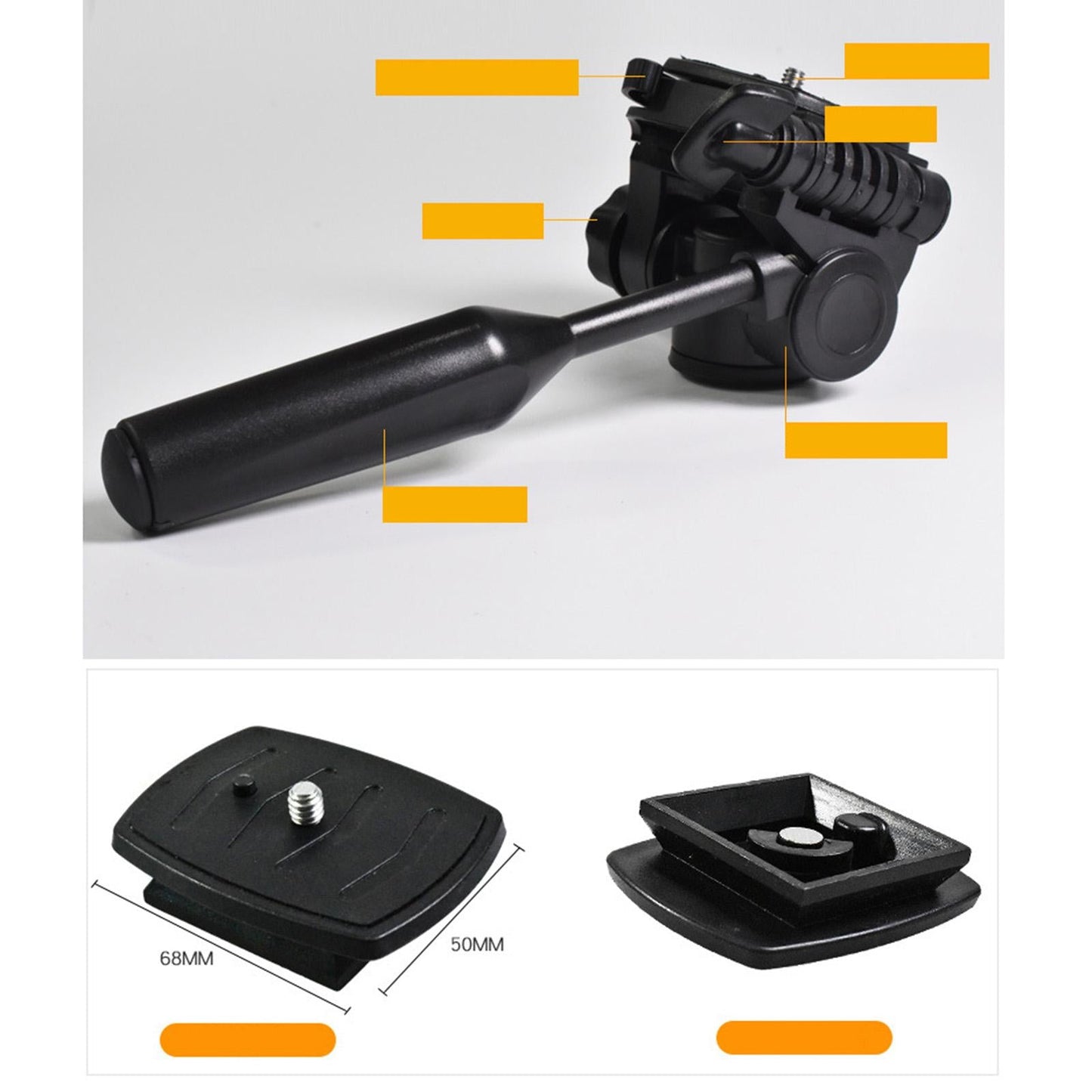 Camera Tripod Head 3/8 1/4"Thread with Plate Compact Panoramic for Tripod"