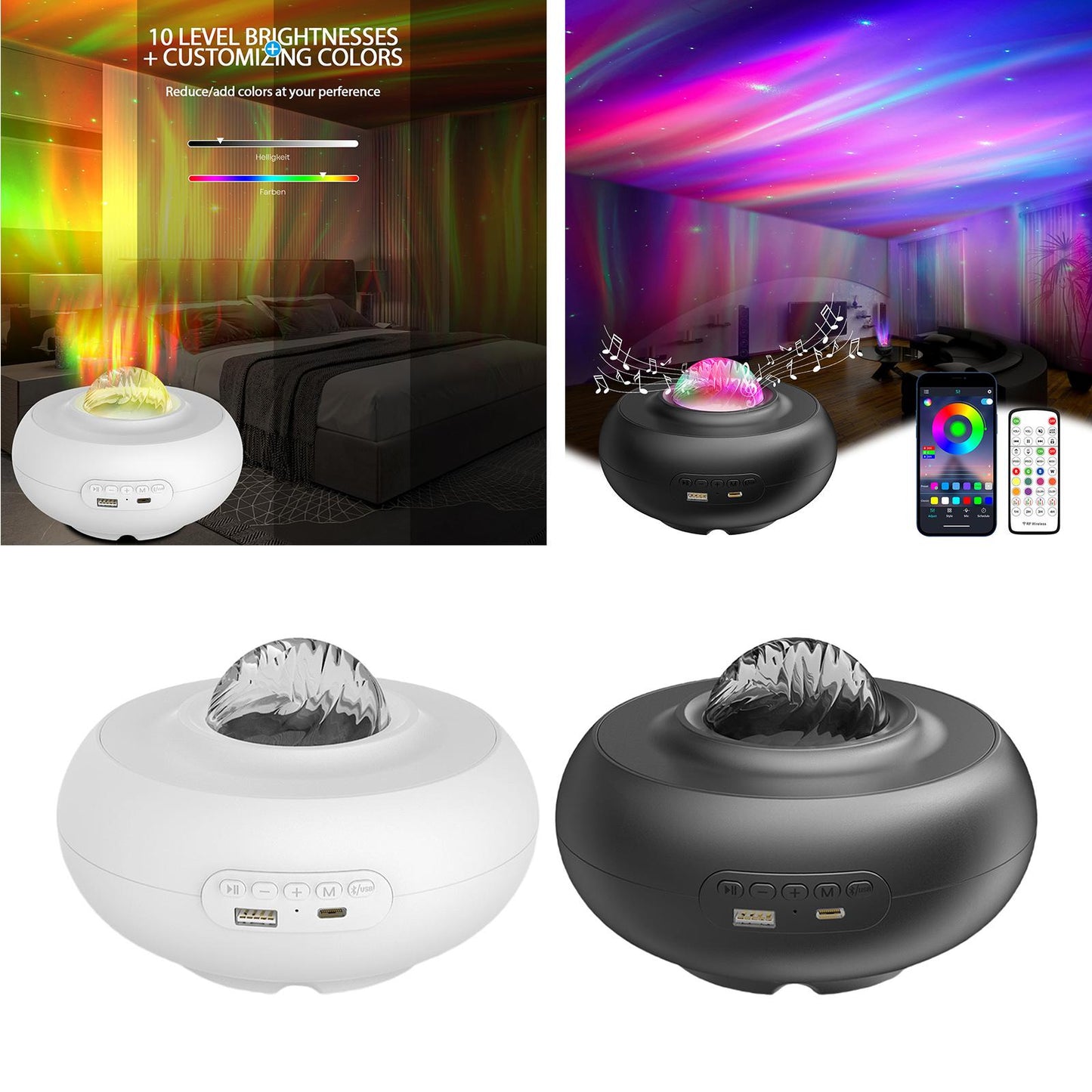 LED Starry Sky Projector 3D Bedroom Adjustable Ocean Star Home Theaters White