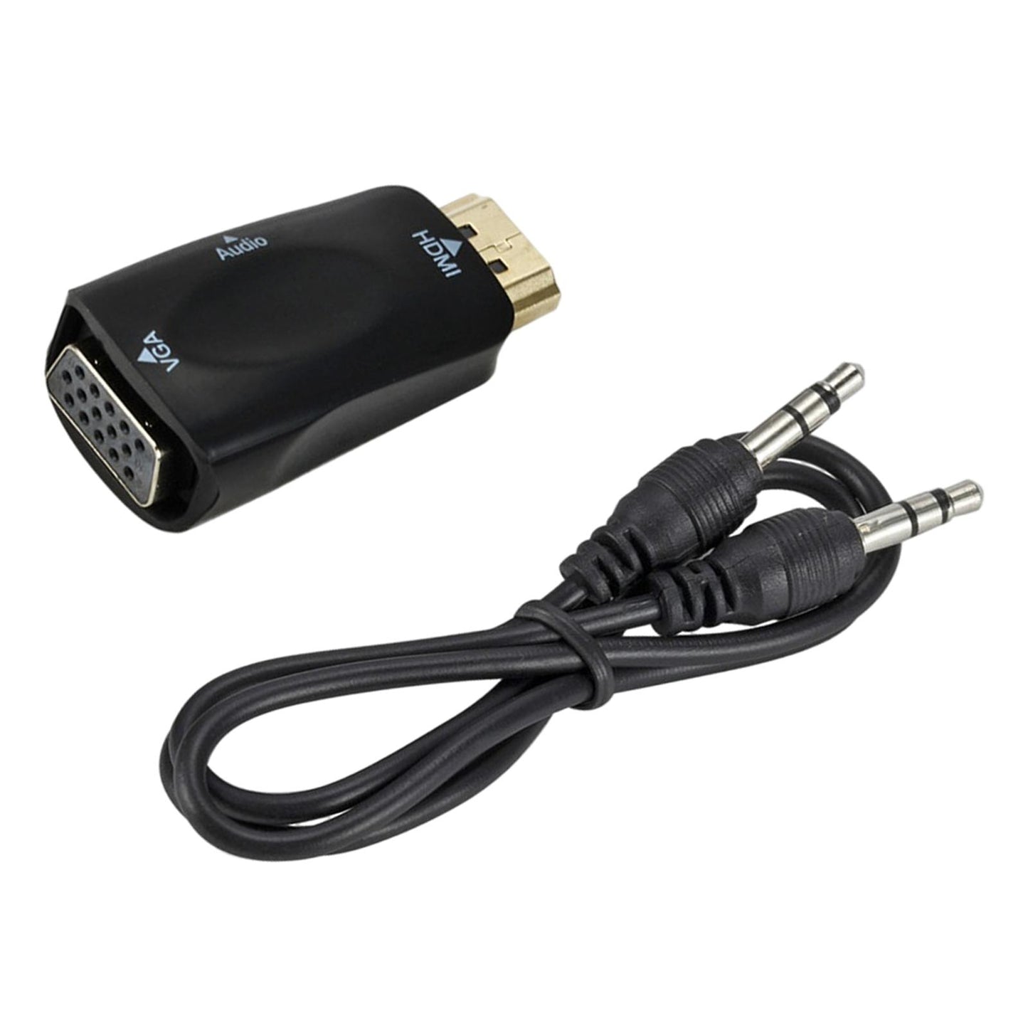 HDMI to VGA Male to Female Converter Video for Computer Black with Aux Cable
