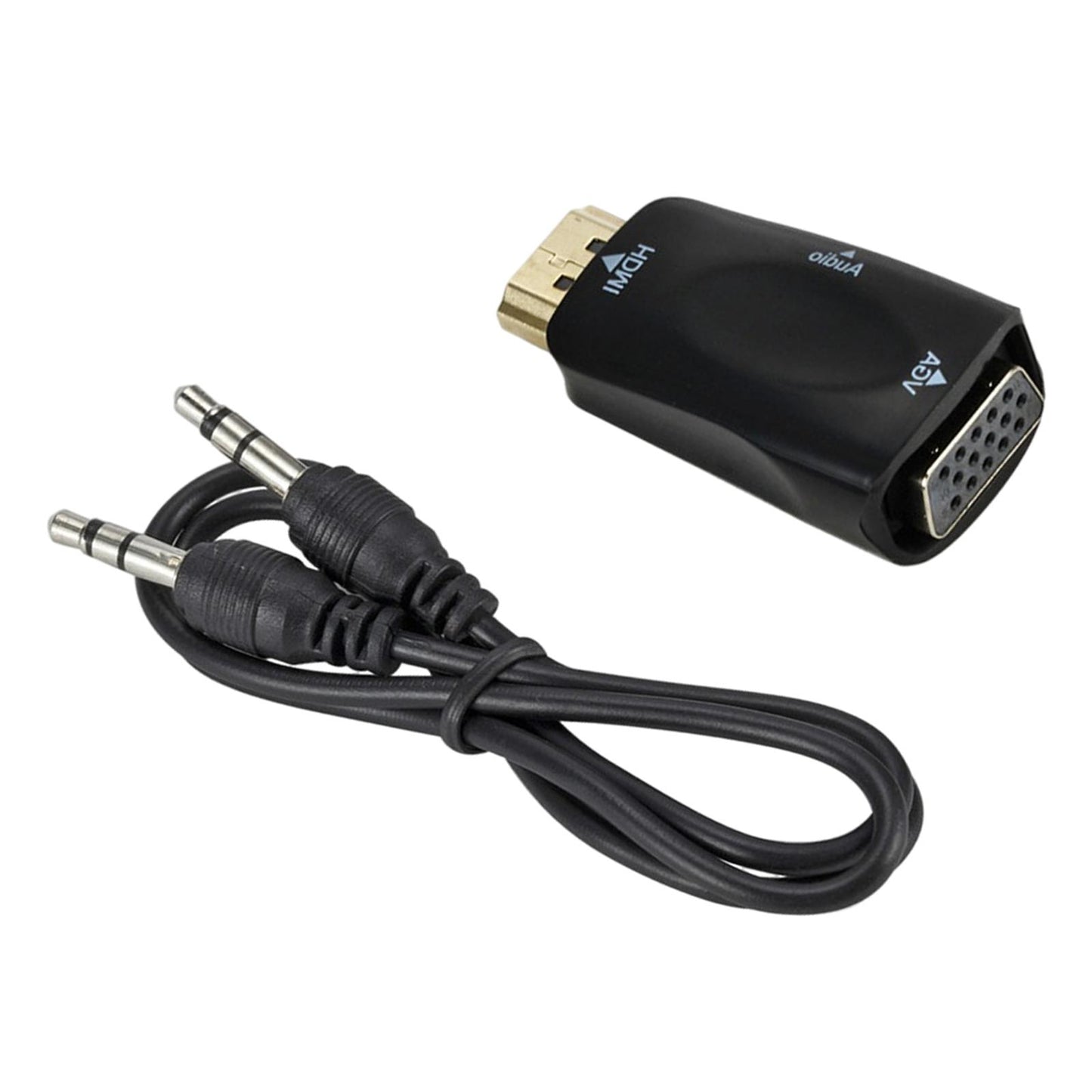 HDMI to VGA Male to Female Converter Video for Computer Black with Aux Cable