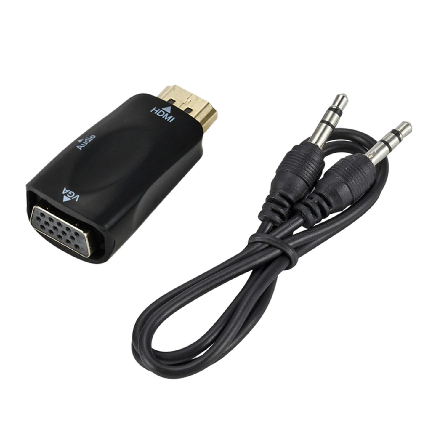 HDMI to VGA Male to Female Converter Video for Computer Black with Aux Cable