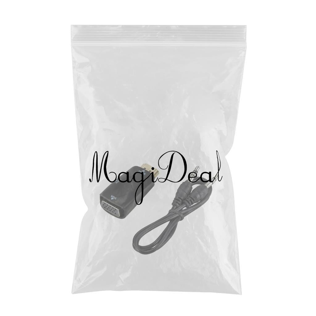 HDMI to VGA Male to Female Converter Video for Computer Black with Aux Cable