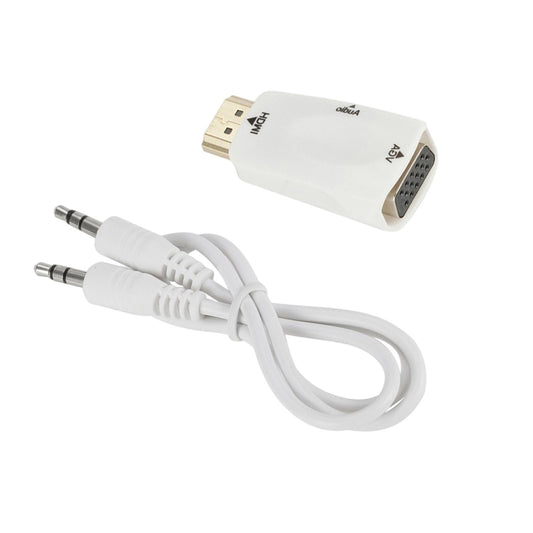 HDMI to VGA Male to Female Converter Video for Computer White with Aux Cable
