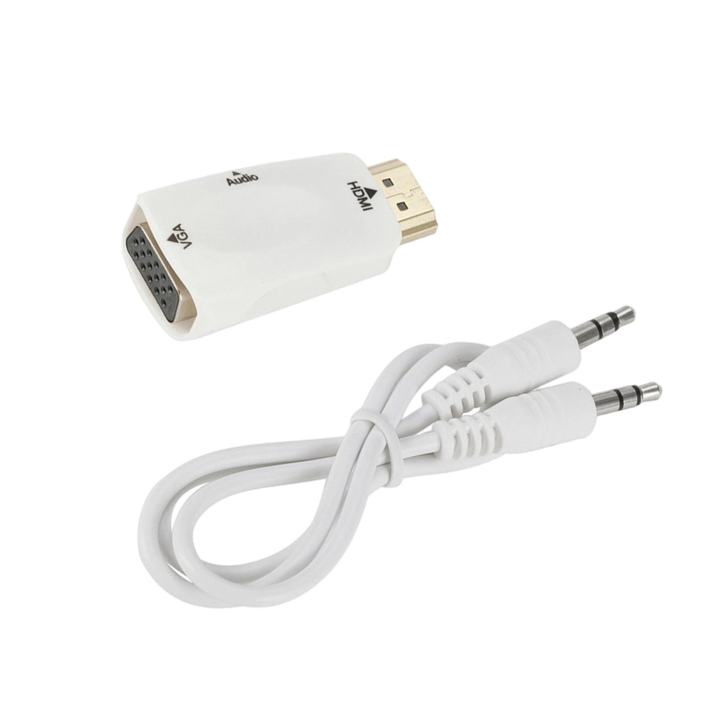HDMI to VGA Male to Female Converter Video for Computer White with Aux Cable