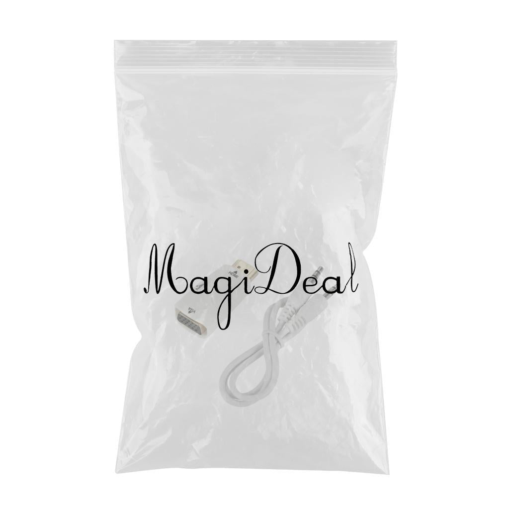 HDMI to VGA Male to Female Converter Video for Computer White with Aux Cable