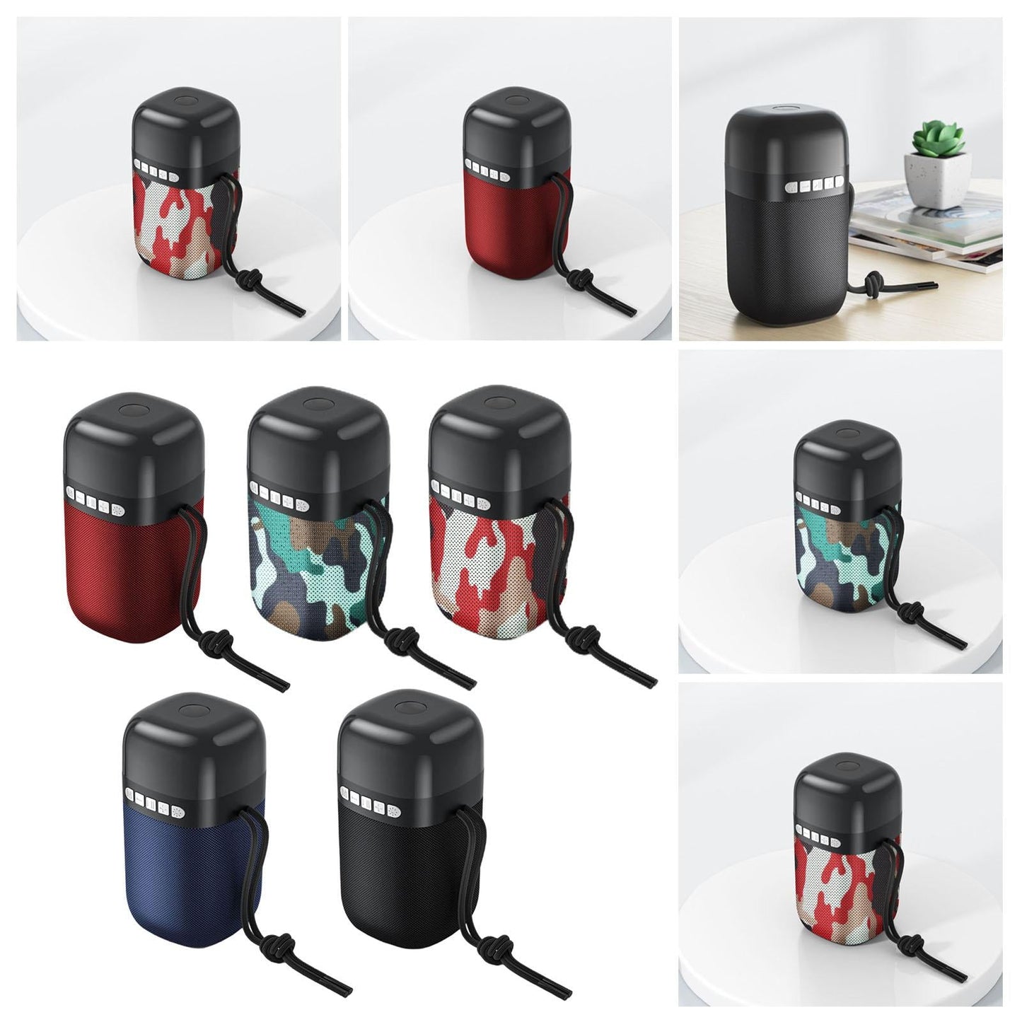 Outdoor Portable Speaker Bluetooth FM Cool Lights TF Card Blue