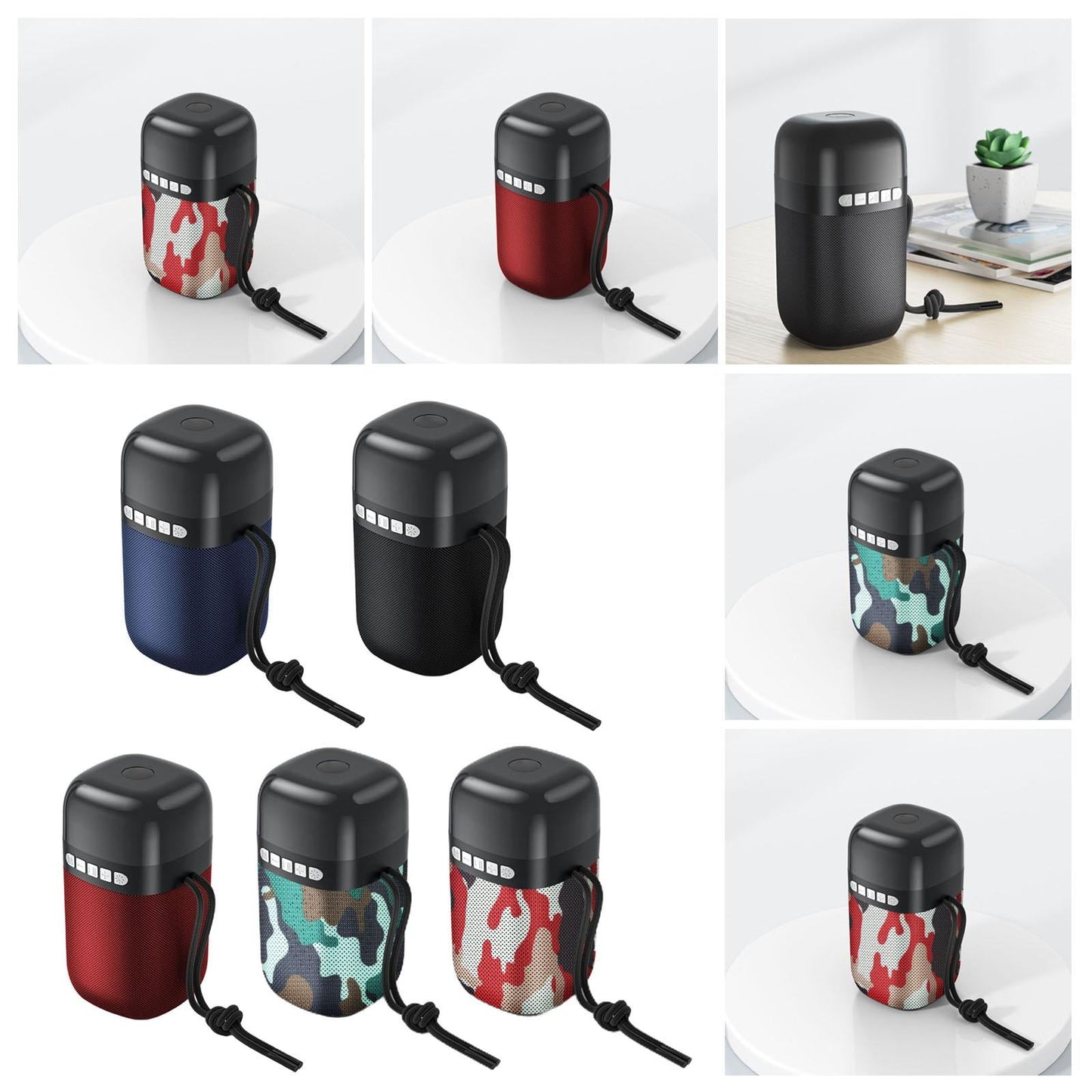Outdoor Portable Speaker Bluetooth FM Cool Lights TF Card Blue