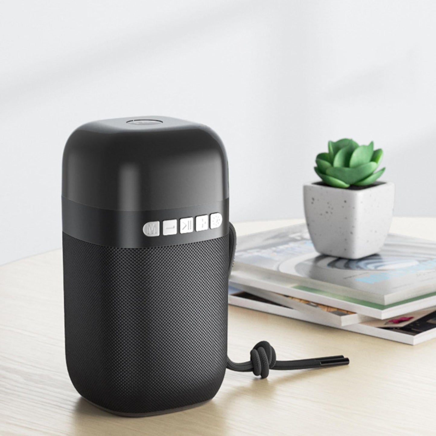 Outdoor Portable Speaker Bluetooth FM Cool Lights TF Card Black