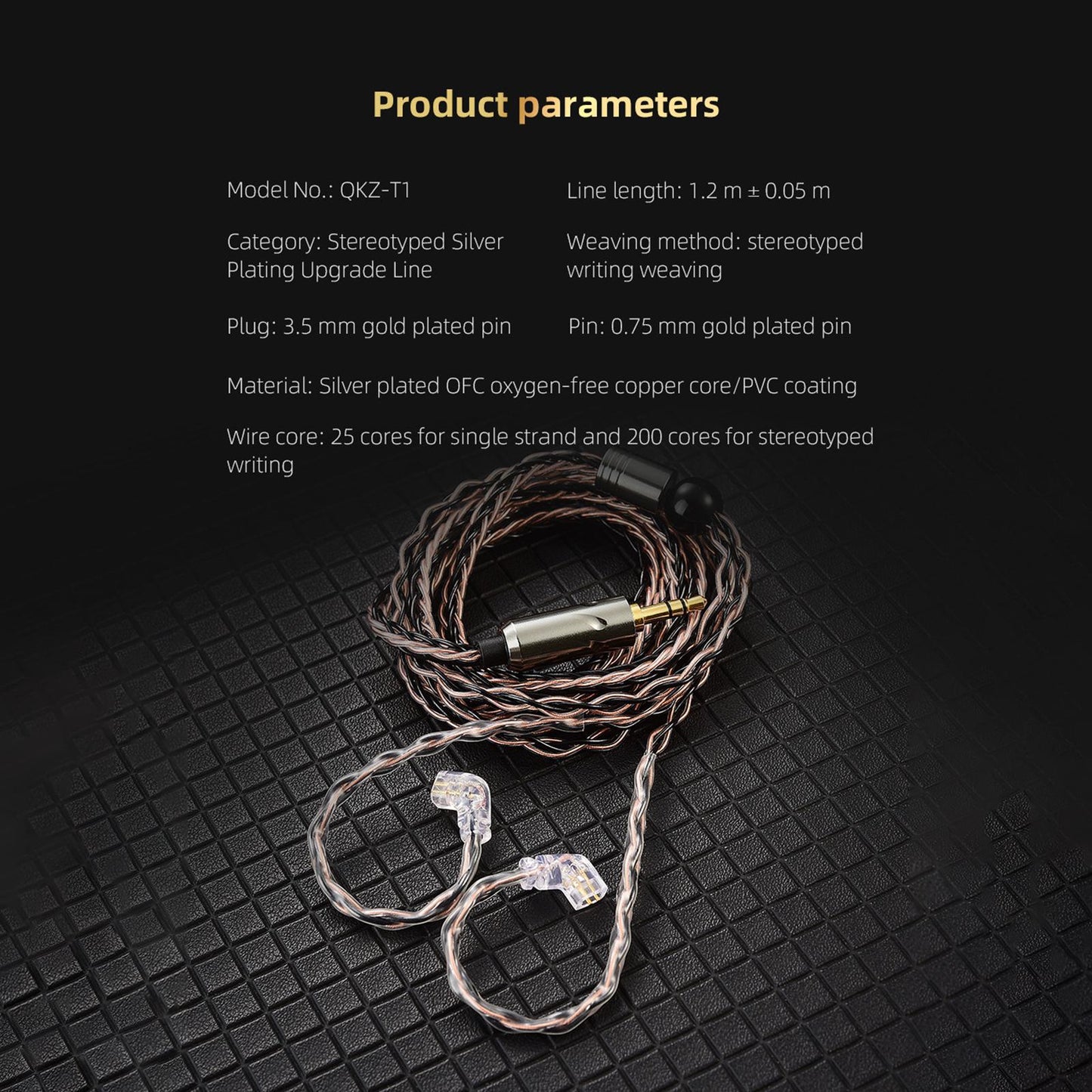 Earphone OFC Wire 2 Pin Connector Upgrade Cable for Qkz Zxn Zxt AK6 Pro Brown
