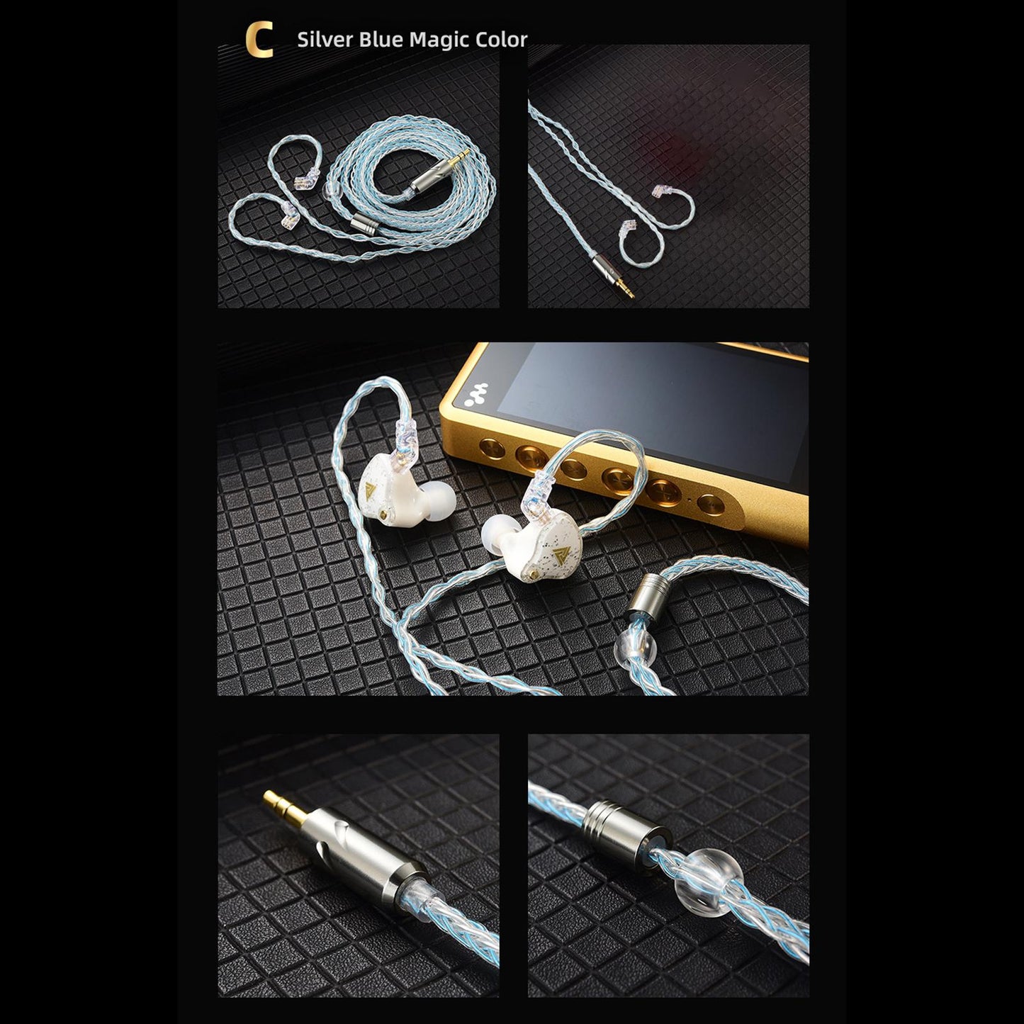 Earphone OFC Wire 2 Pin Connector Upgrade Cable for Qkz Zxn Zxt AK6 Pro Blue