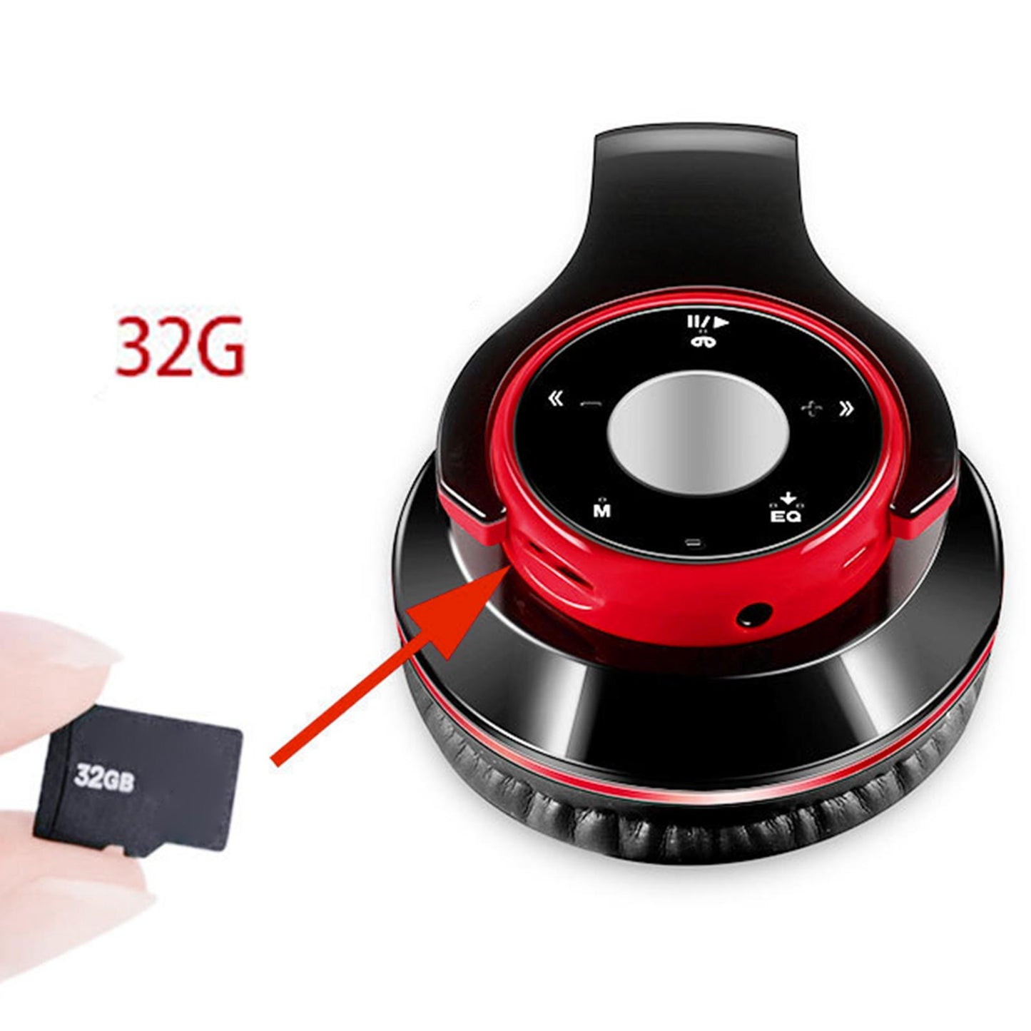 Bluetooth Headset Foldable Adjustable Over Ear Cosy Earpads for Teens red