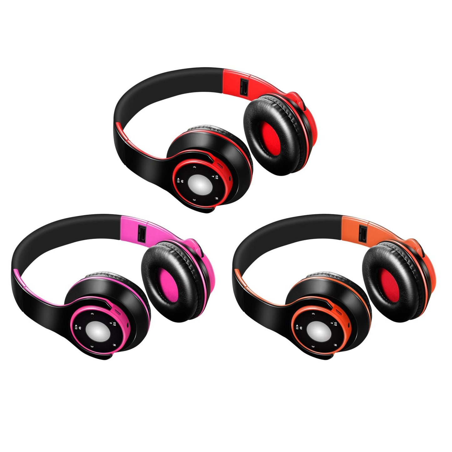 Bluetooth Headset Foldable Adjustable Over Ear Cosy Earpads for Teens red