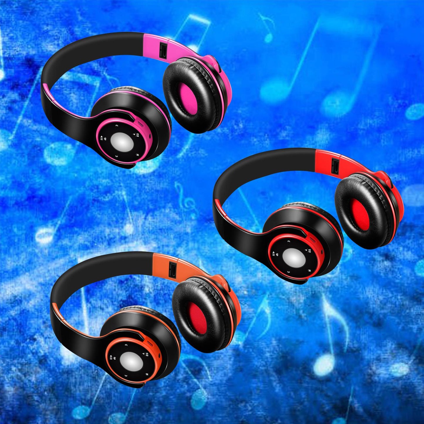 Bluetooth Headset Foldable Adjustable Over Ear Cosy Earpads for Teens red