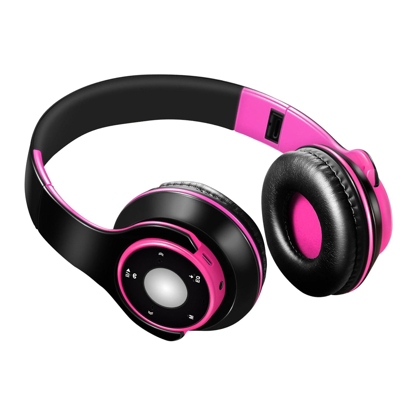Bluetooth Headset Foldable Adjustable Over Ear Cosy Earpads for Teens pink
