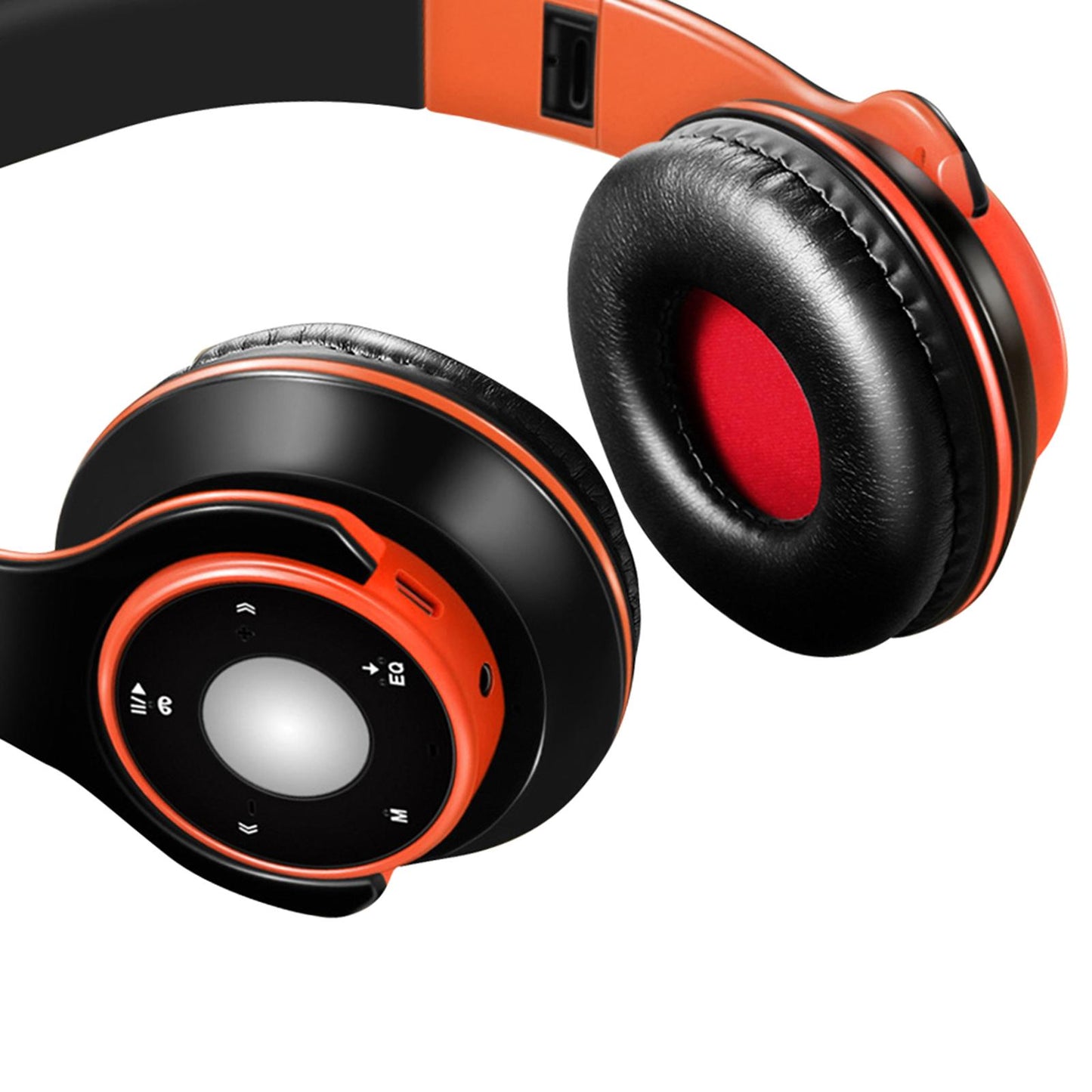 Bluetooth Headset Foldable Adjustable Over Ear Cosy Earpads for Teens orange