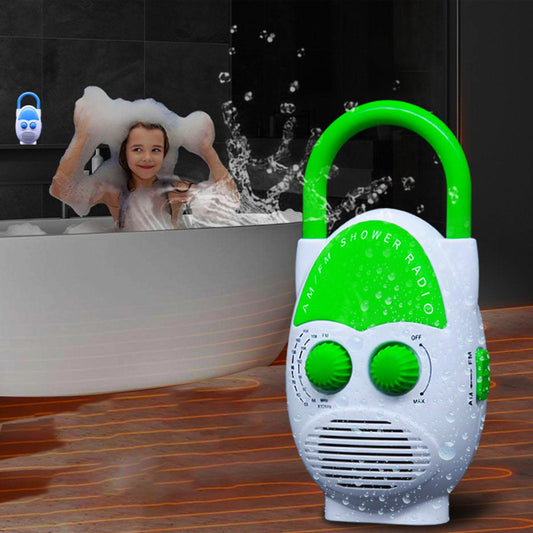 Shower AM FM Button Speaker Top Handle IPX4 Water Resistant Green