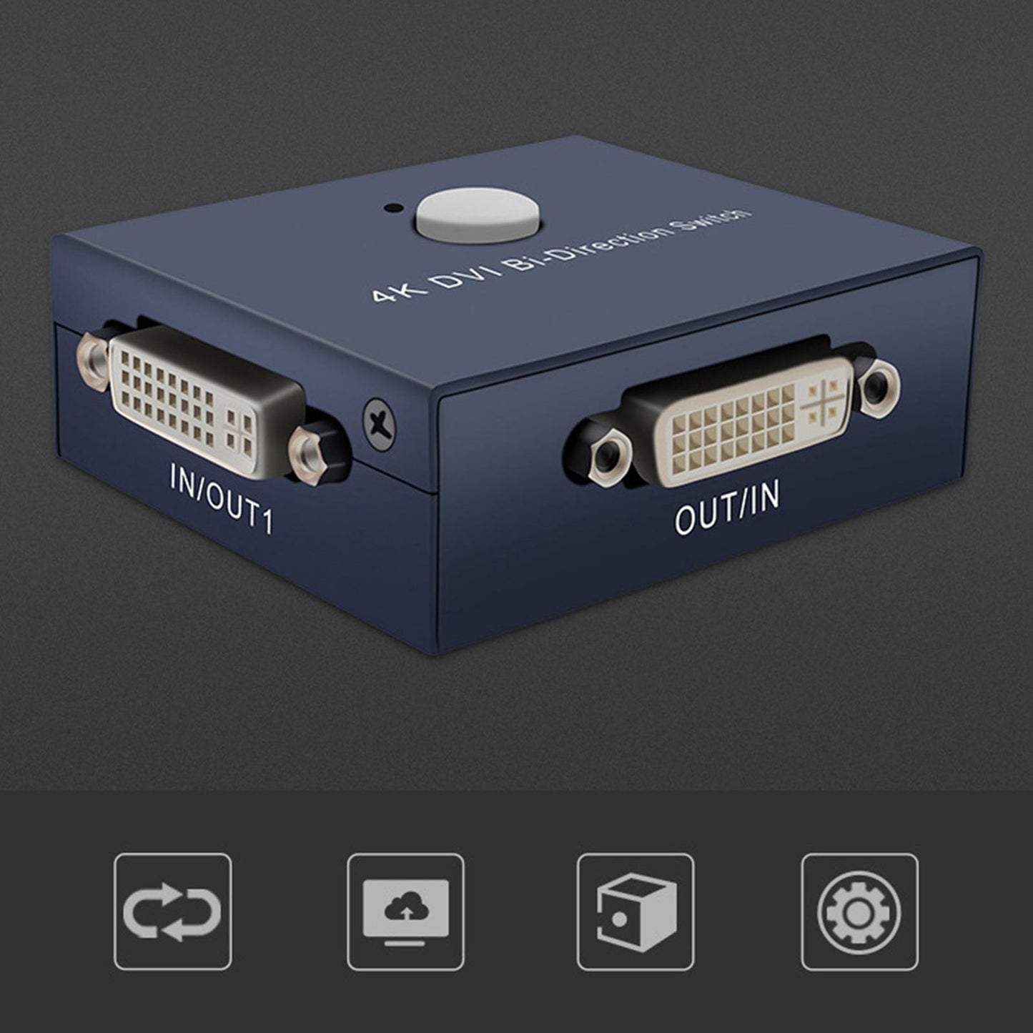 4K Bi-Directional DVI Splitter 1x2 Plug & Play Dual-Way Control Compact Size
