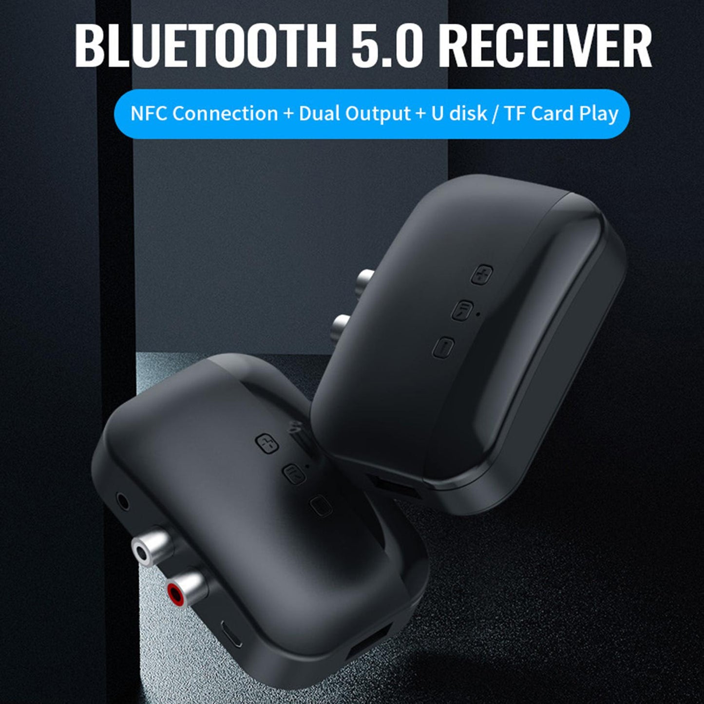Bluetooth 5.0 Receiver Transmitter NFC Audio Adapter with Mic for PC TV