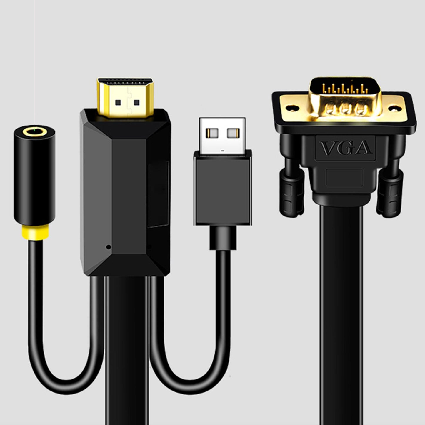 HDMI to VGA Cable 1080P with Audio Adapter for Monitor Projector Desktop 5m