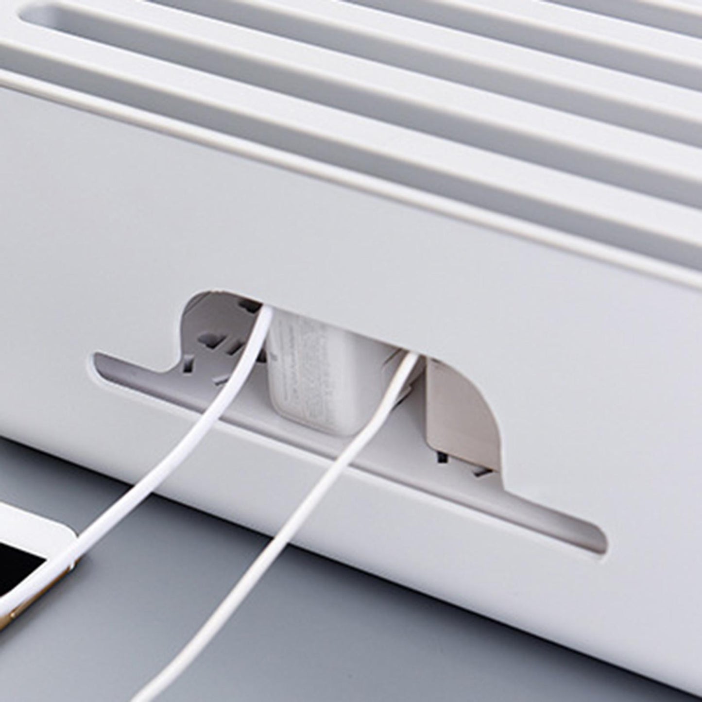 Cable Management Box Protect Wire Hiding for Charger Computer Home White