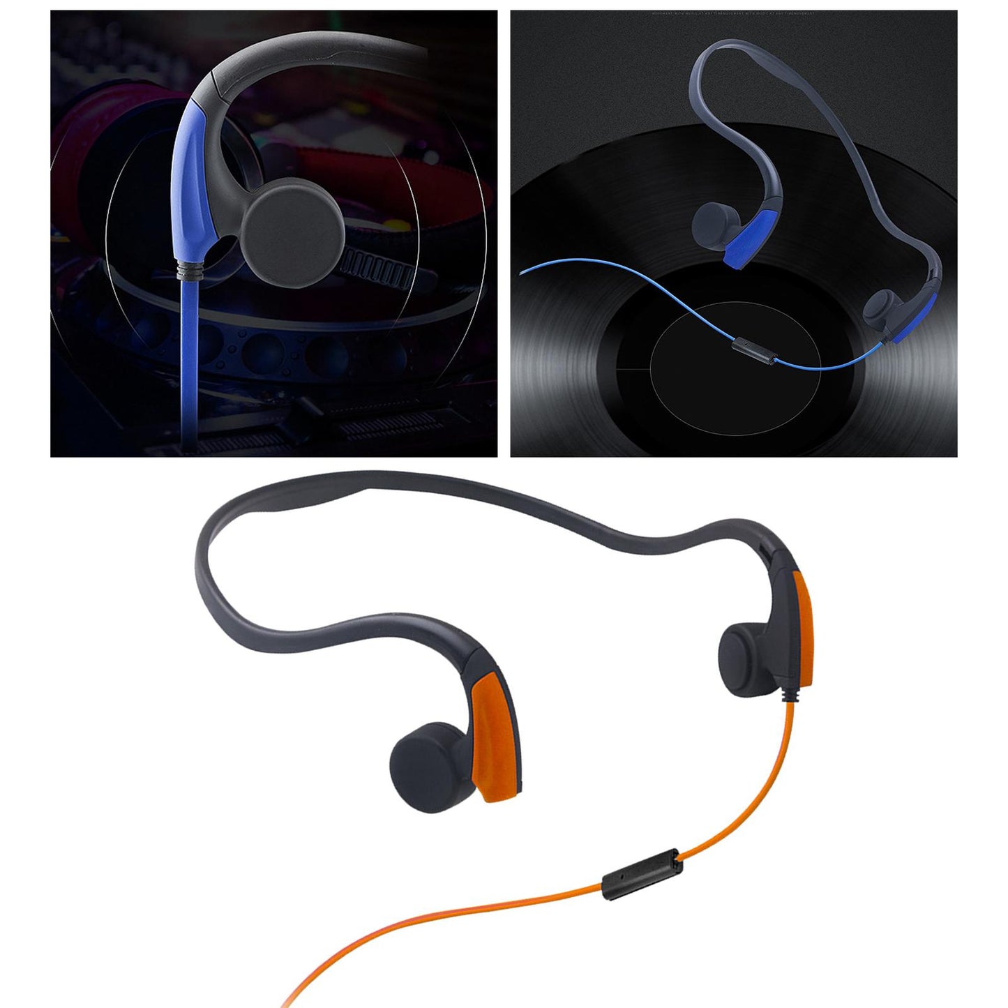 Bone Conduction Wired Headset Voice Control for Running Outdoor Sport Orange