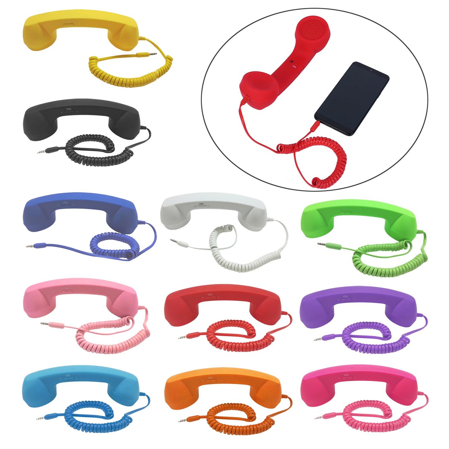 Retro Telephone Handset 3.5mm Classic Mini for iPhone iPad Mobile Phones Black