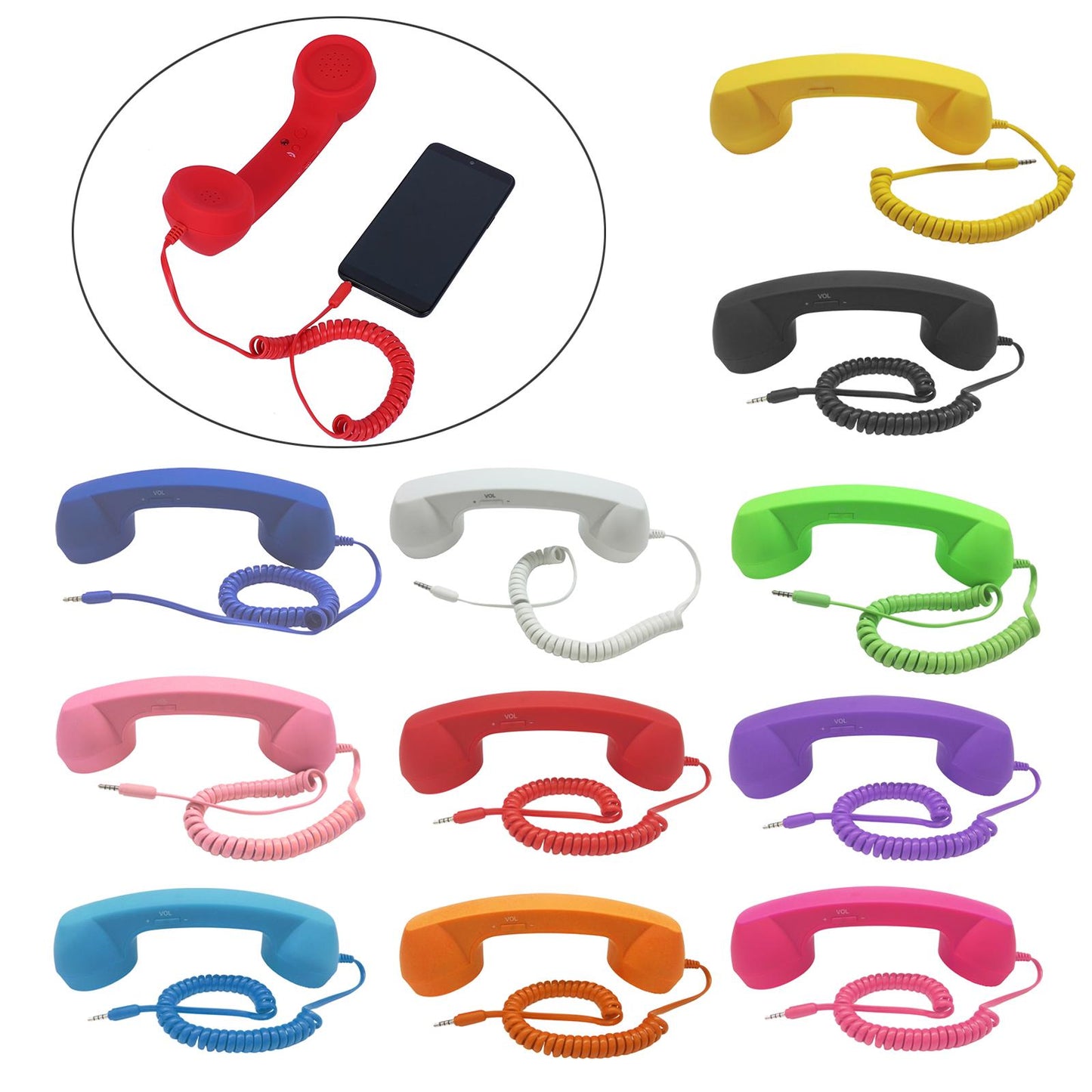 Retro Telephone Handset 3.5mm Classic Mini for iPhone iPad Mobile Phones Black