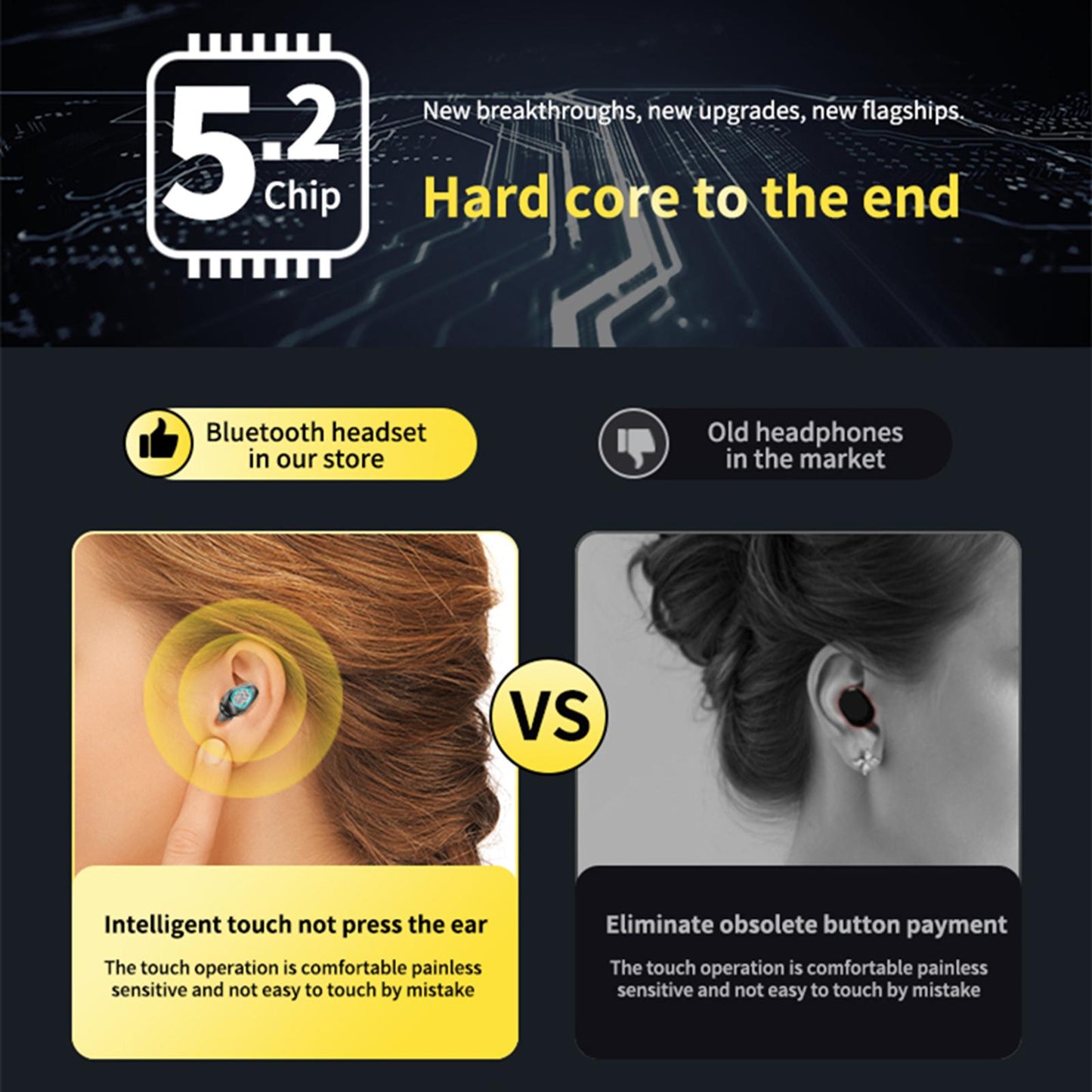 In-Ear Earbuds with Charging Case Bluetooth 5.2 Sports Earphones for Gaming